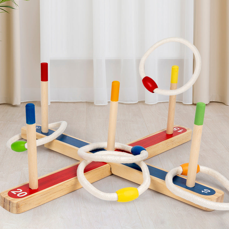 Jeu de lancer d’anneaux en bois